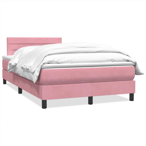 vidaXL Boxspringbett mit Matratze Rosa 120x210 cm Samt