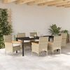 vidaXL Garten Essgruppe mit Kissen 7 pcs Beige Poly-Rattan