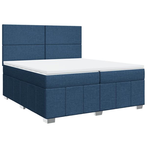 vidaXL Boxspringbett mit Matratze Blau 200x200 cm Stoff