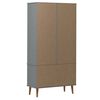 vidaXL Vitrinenschrank MOLDE Grau 90x35x175 cm Massivholz Kiefer