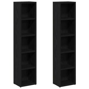 vidaXL CD-Regale 2Stk. Schwarz Eichen-Optik 21x16x93,5cm Holzwerkstoff