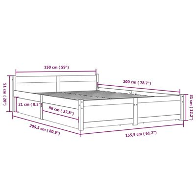 vidaXL Bett mit Schubladen 150x200 cm