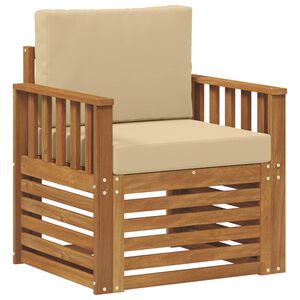 vidaXL Outdoor-Sofa Massives Akazienholz und Polyester Natur