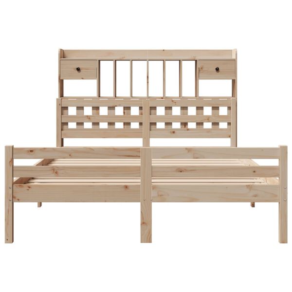 vidaXL Massivholzbett mit Regal ohne Matratze 150x200 cm Kiefer