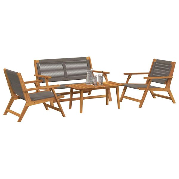 vidaXL Gartenst&uuml;hle mit Tisch 4 pcs Grau Massivholz Akazie