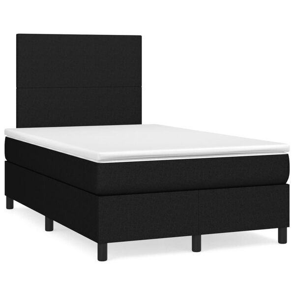 vidaXL Boxspringbett mit Matratze Schwarz 120x190 cm Stoff