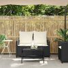 vidaXL Gartensofa 2-Sitzer mit Kissen & Tisch Schwarz Poly Rattan