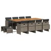 vidaXL 13-tlg. Garten-Essgruppe mit Kissen Grau Poly Rattan