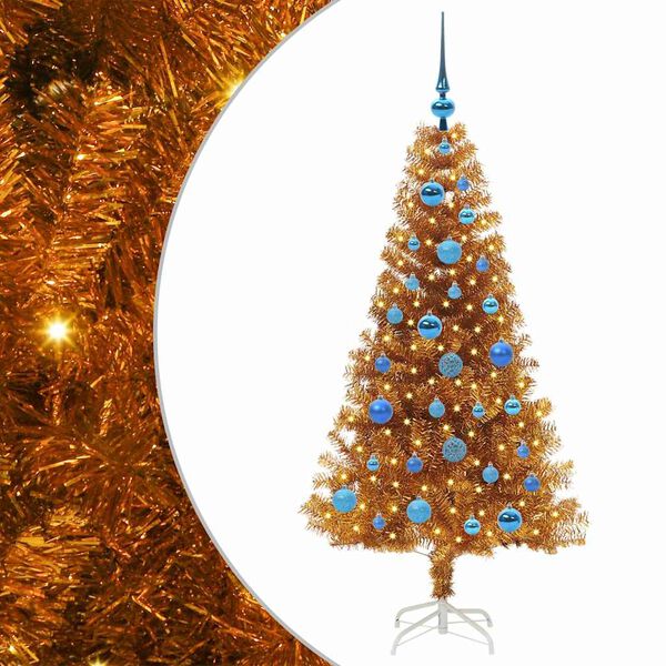 vidaXL Weihnachtsbaum mit 150 LEDs mit St&auml;nder Gold 150 cm PET