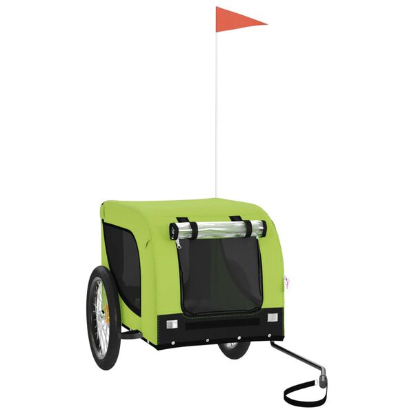 vidaXL Fahrradanhänger Hunde Grün und Schwarz Oxford-Gewebe & Eisen