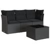 vidaXL 4-tlg. Garten-Sofagarnitur mit Kissen Schwarz Poly Rattan