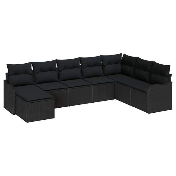 vidaXL Gartensofa-set 8 pcs Schwarz Poly-Rattan