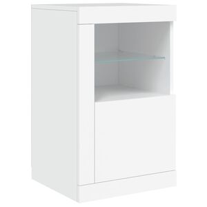 vidaXL Beistellschrank mit LED-Leuchten Wei&szlig; Holzwerkstoff