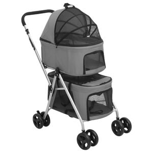 vidaXL Hundewagen f&uuml;r 2 Hunde Faltbar Grau 83x48x97 cm Oxford-Gewebe