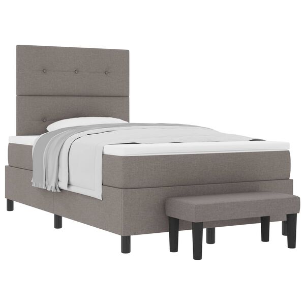 vidaXL Boxspringbett mit Matratze Taupe 120 x 190 cm Stoff
