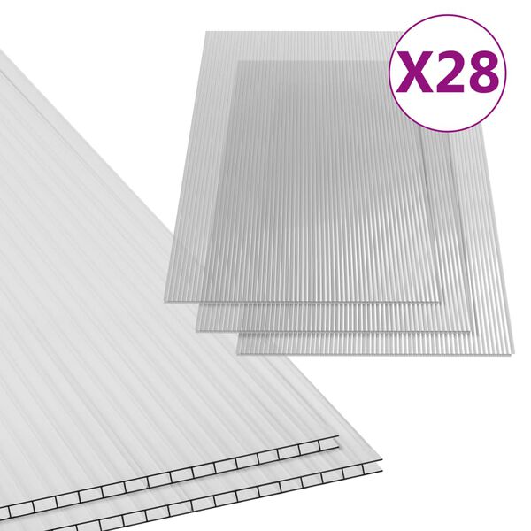 vidaXL Polycarbonatplatten 28 Stk. 4 mm 121 x 60 cm