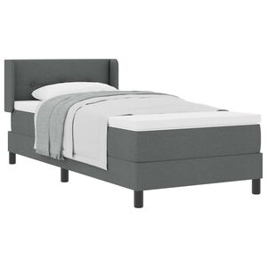 vidaXL Boxspringbett mit Matratze Dunkelgrau 190 x 90 cm Polyester