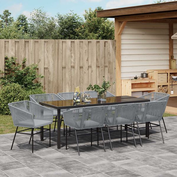 vidaXL Garten Essgruppe 9 pcs Grau Pulverbeschichteter Stahl
