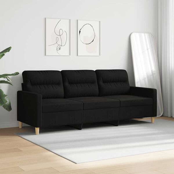 vidaXL 3-Sitzer-Sofa Schwarz 180 cm Stoff