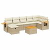 vidaXL 7-tlg. Garten-Sofagarnitur mit Kissen Beige Poly Rattan