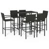 vidaXL 7-tlg. Gartenbar-Set Schwarz Poly Rattan