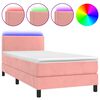 vidaXL Boxspringbett mit Matratze & LED Rosa 100x200 cm Samt