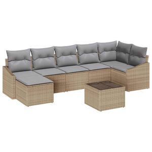 vidaXL Garten-Sofa-Set mit Kissen 8 pcs Beige und Hellgrau Poly-Rattan