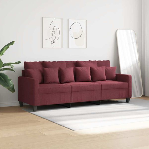 vidaXL 3-Sitzer-Sofa Weinrot 180 cm Stoff