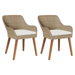 vidaXL Gartenstuhl 2 stk. Beige Poly-Rattan