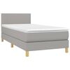 vidaXL Boxspringbett mit Matratze & LED Hellgrau 90x190 cm Stoff