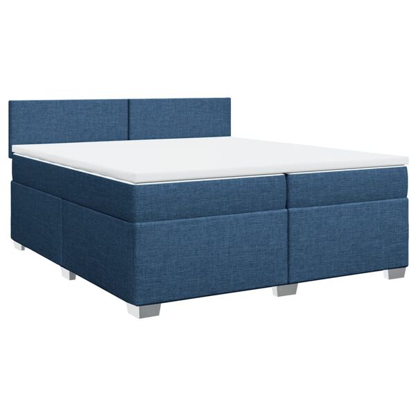 vidaXL Boxspringbett mit Matratze Blau 200x200 cm Stoff