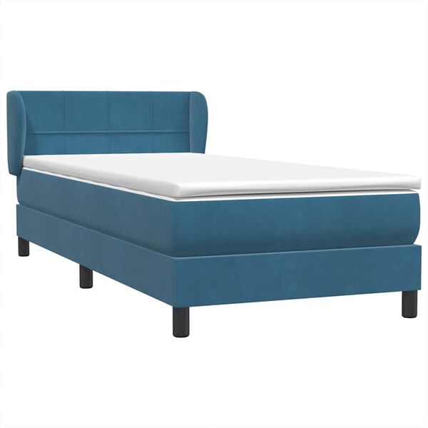 vidaXL Boxspringbett mit Matratze Dunkelblau 90x210 cm Samt