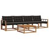 vidaXL Outdoor-Sofagarnitur mit Kissen 5 pcs Nat&uuml;rlich und Schwarz