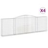 vidaXL Gabionen mit Hochbogen 4 Stk. 400x30x120/140cm Verzinktes Eisen