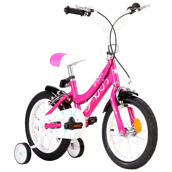 vidaXL Kinderfahrrad 14 Zoll Schwarz und Rosa