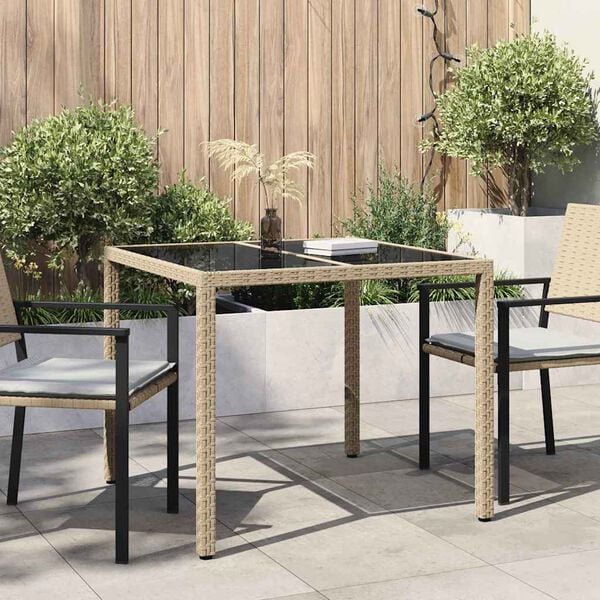 vidaXL Garten-Esstisch Beige 90 x 90 x 75 cm Poly-Rattan