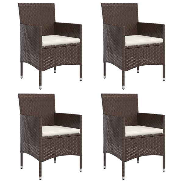 vidaXL 5-tlg. Garten-Essgruppe mit Kissen Braun und Schwarz