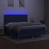 vidaXL Boxspringbett mit Matratze & LED Blau 180x200 cm Stoff