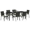 vidaXL Garten Essgruppe mit Kissen 7 pcs Schwarz Poly-Rattan