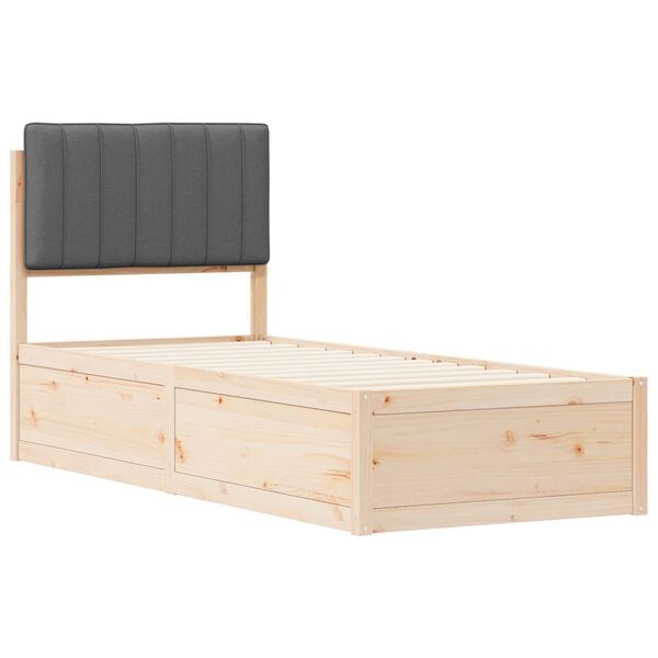 vidaXL Bettgestell mit gepolstertem Kopfteil Dunkelgrau 80 x 200 cm