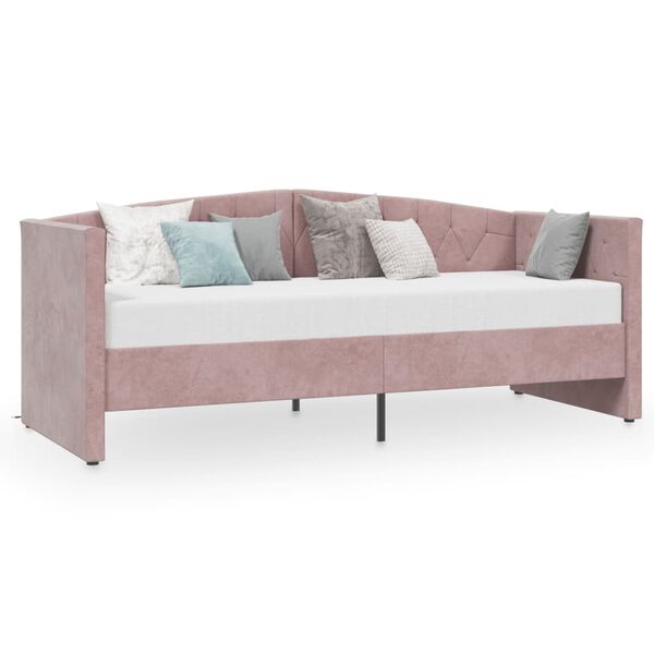 vidaXL Tagesbett USB Rosa Samt 90x200 cm