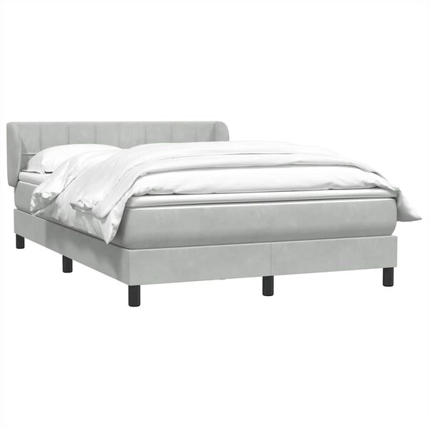 vidaXL Boxspringbett mit Matratze Hellgrau 160x210 cm Samt