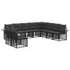 vidaXL Outdoor-Sofagarnitur 10 stk. Schwarz und Dunkelgrau Polyester