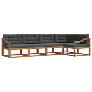 vidaXL Outdoor-Sofagarnitur mit Kissen 5 pcs Natur und Anthrazit