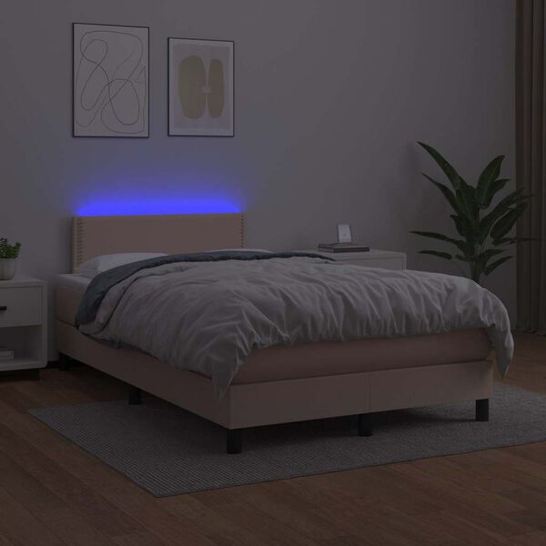 vidaXL Boxspringbett mit Matratze & LED Cappuccino-Braun 120x190 cm