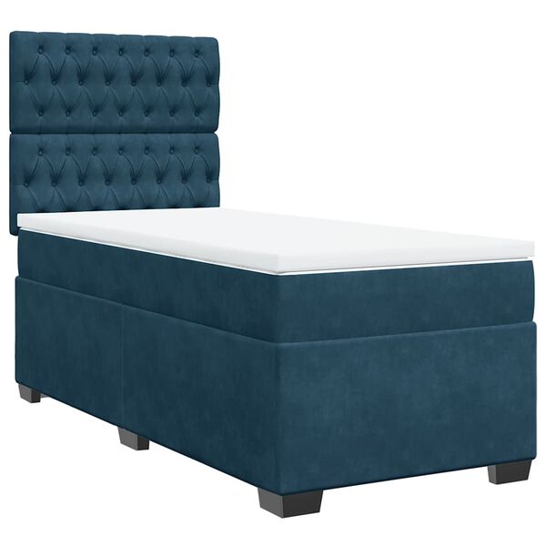 vidaXL Boxspringbett mit Matratze Blau 90x190 cm Samt