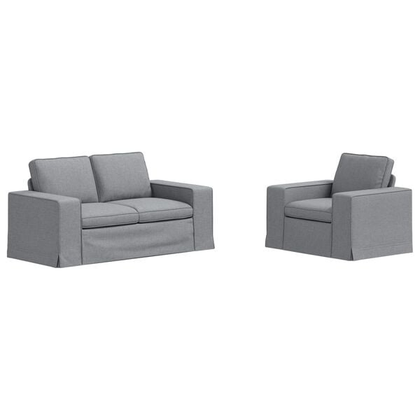 vidaXL Sofa 120cm 2 pcs Hellgrau Metall