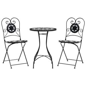 vidaXL Mosaik-Bistro-Set Schwarz und Weiß Eisen und Keramik
