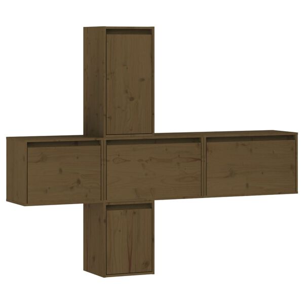 vidaXL TV-Schr&auml;nke 5 Stk. Honigbraun Massivholz Kiefer