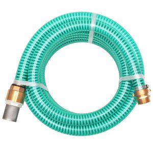 vidaXL Saugschlauch mit Messing-Anschl&uuml;ssen 4 m 25 mm Gr&uuml;n